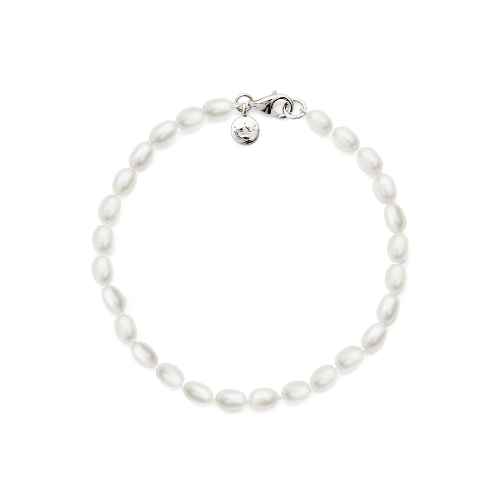 4mm white oval freshwater pearl bracelet sterling silver clasp