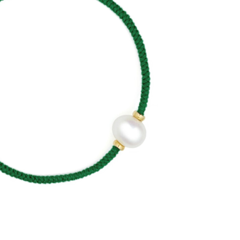 8mm freshwater pearl adjustable tassel bracelet on recycled plastic coloured thread