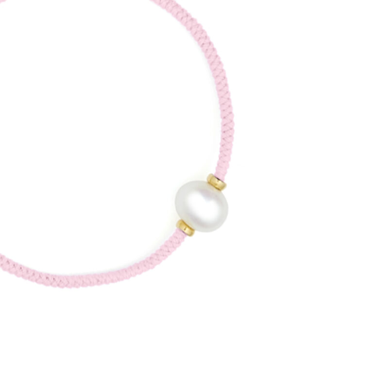 8mm freshwater pearl adjustable tassel bracelet on recycled plastic coloured thread