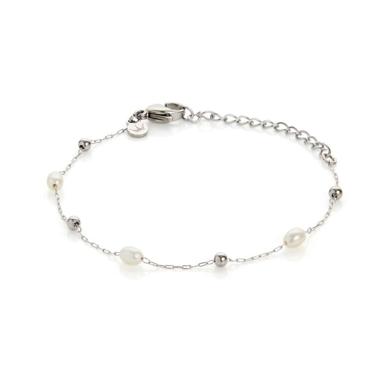 3mm colourful glass beads and freshwater pearl stainless steel bracelet