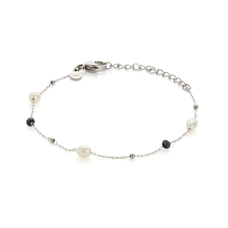 3mm colourful glass beads and freshwater pearl stainless steel bracelet