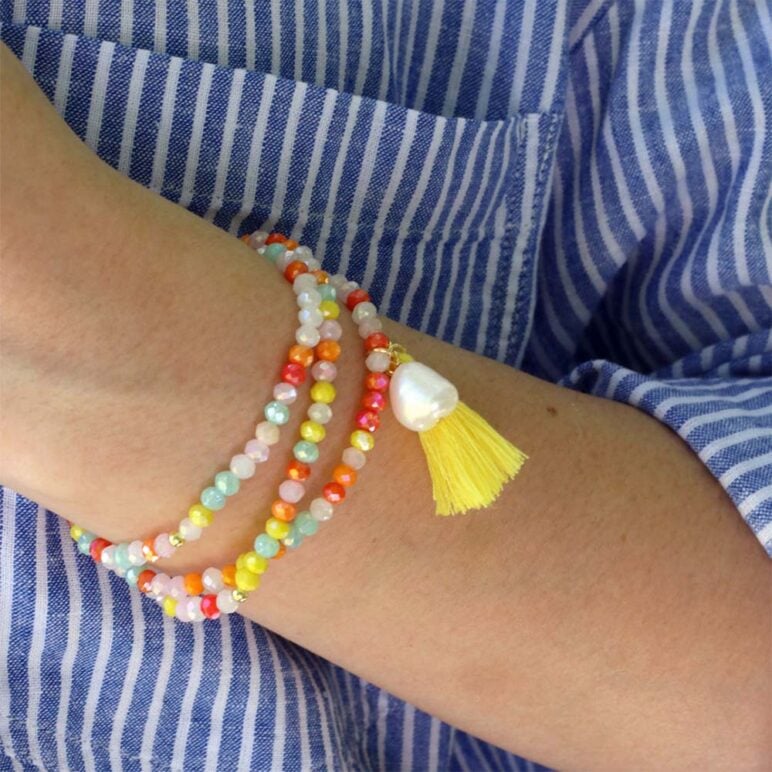 12mm white baroque freshwater pearl crystal yellow gold plate sterling silver necklace or bracelet on elastic