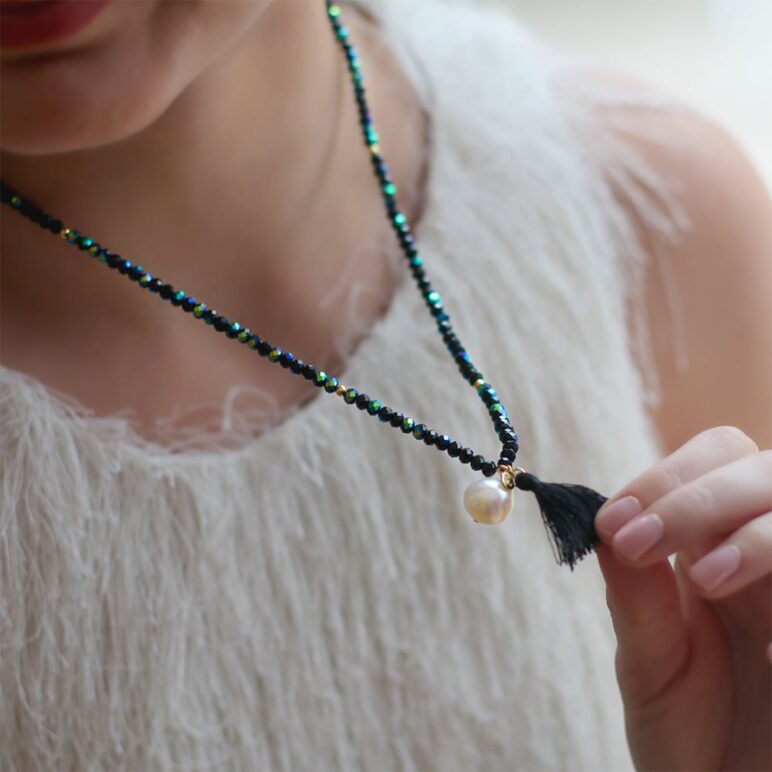 12mm white baroque freshwater pearl crystal yellow gold plate sterling silver necklace or bracelet on elastic