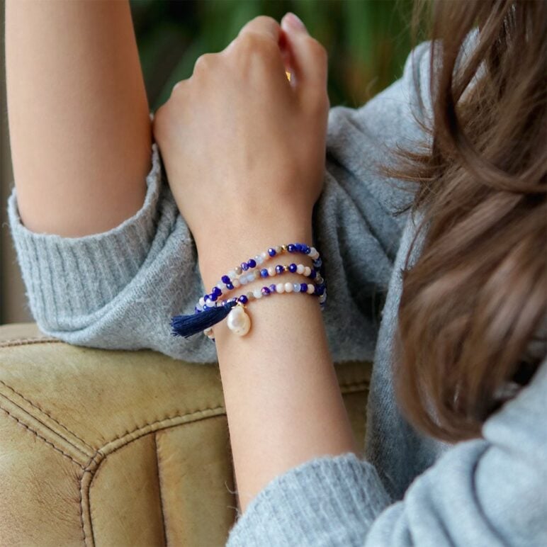 12mm white baroque freshwater pearl crystal yellow gold plate sterling silver necklace or bracelet on elastic