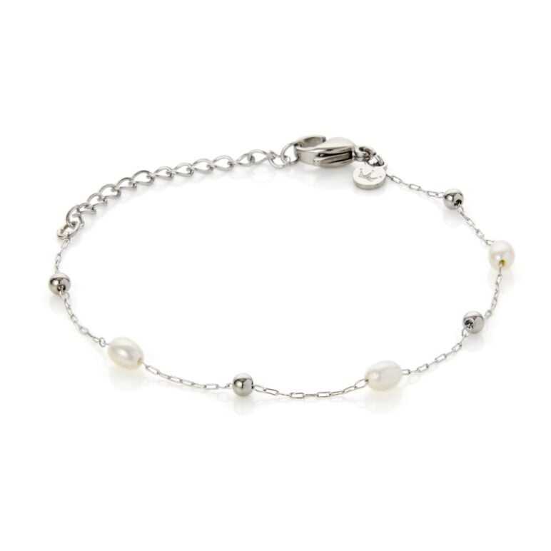 3mm colourful glass beads and freshwater pearl stainless steel anklet