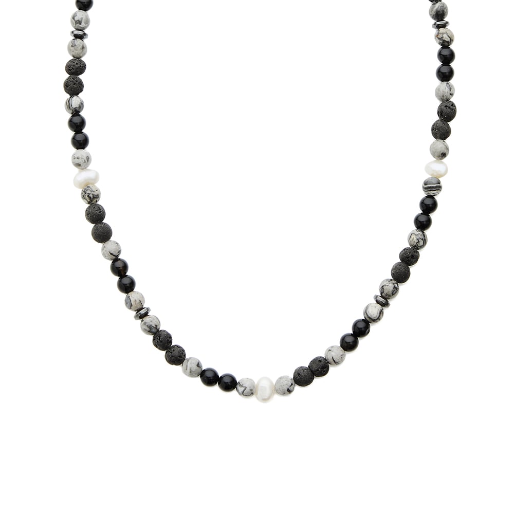 6mm white baroque freshwater pearl lava stone black agate with stainless steel clasp