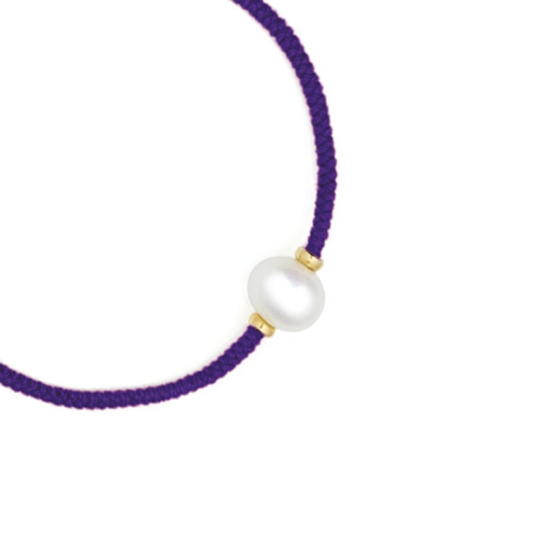 6mm freshwater pearl on purple recycled plastic thread