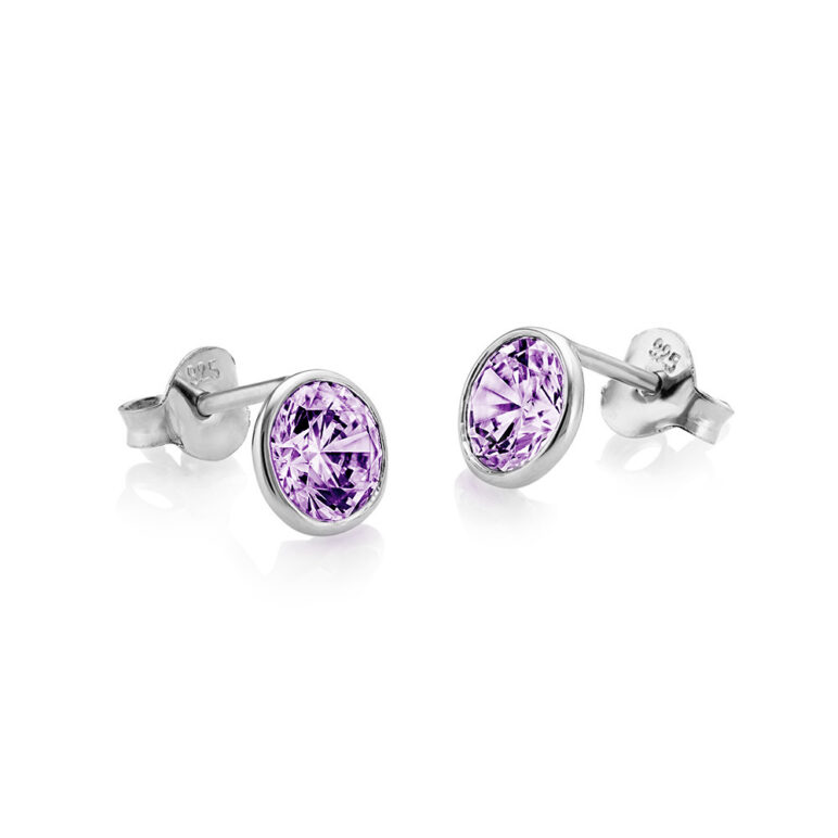 CG_ Halo Amthyst Studs Silver Earrings (SKU _)