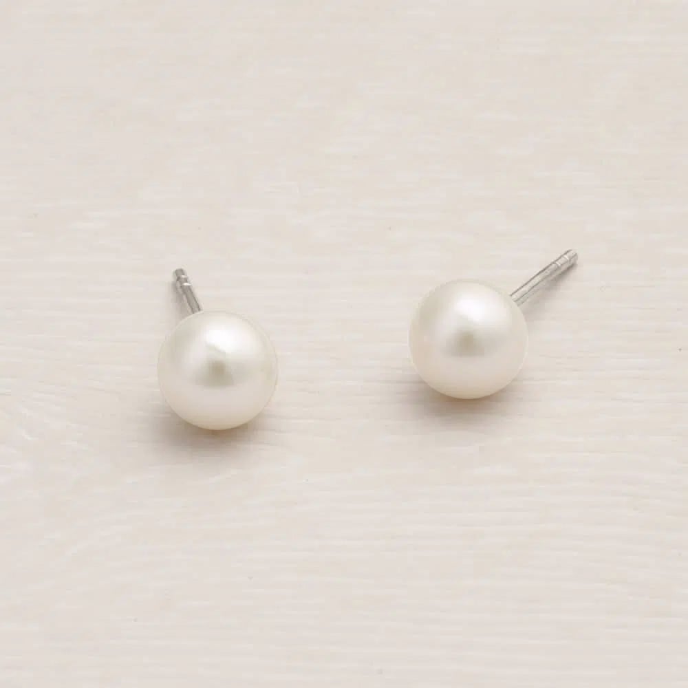 CG_Signature  7mm white round studs on silver Silver Earrings 1379648