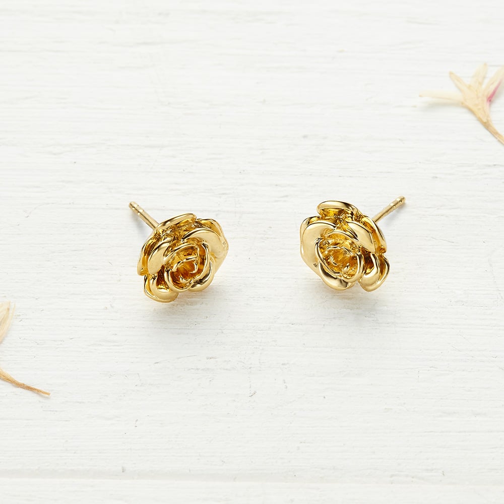 woodland gold rose stud earrings 1896459