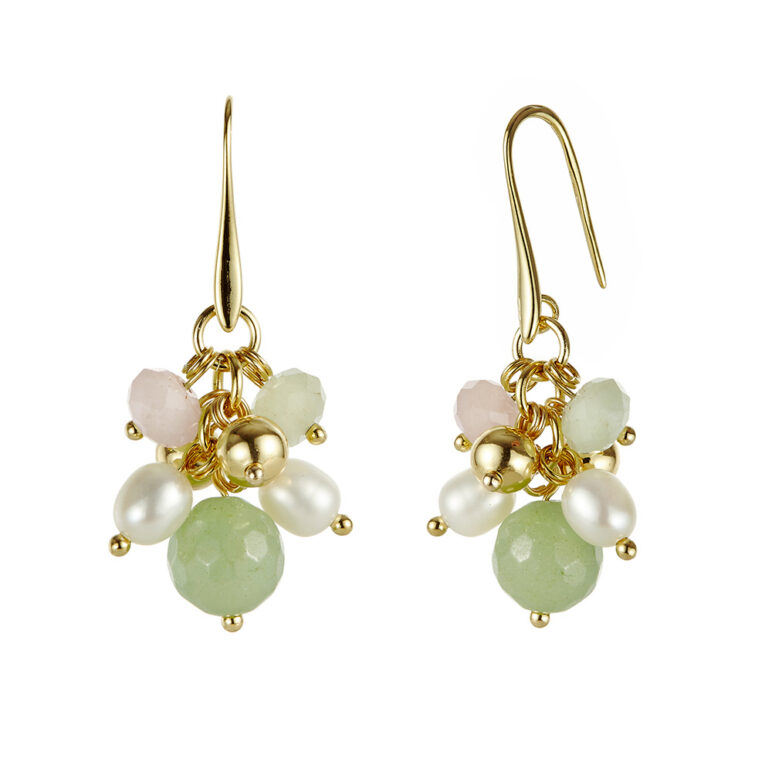 Joy Aventurine & Beryl Pearl Drop Earrings
