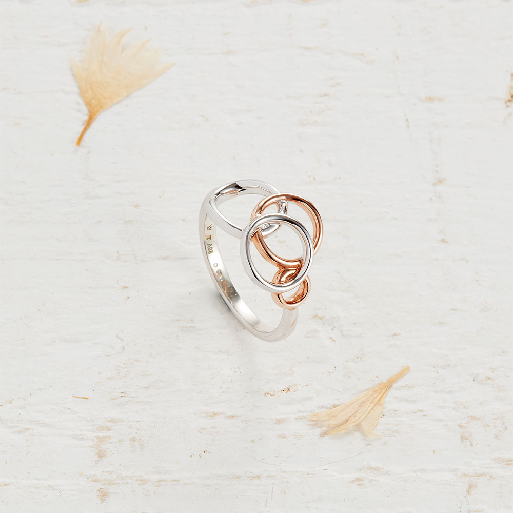 Rose Gold Silver Circles Ring