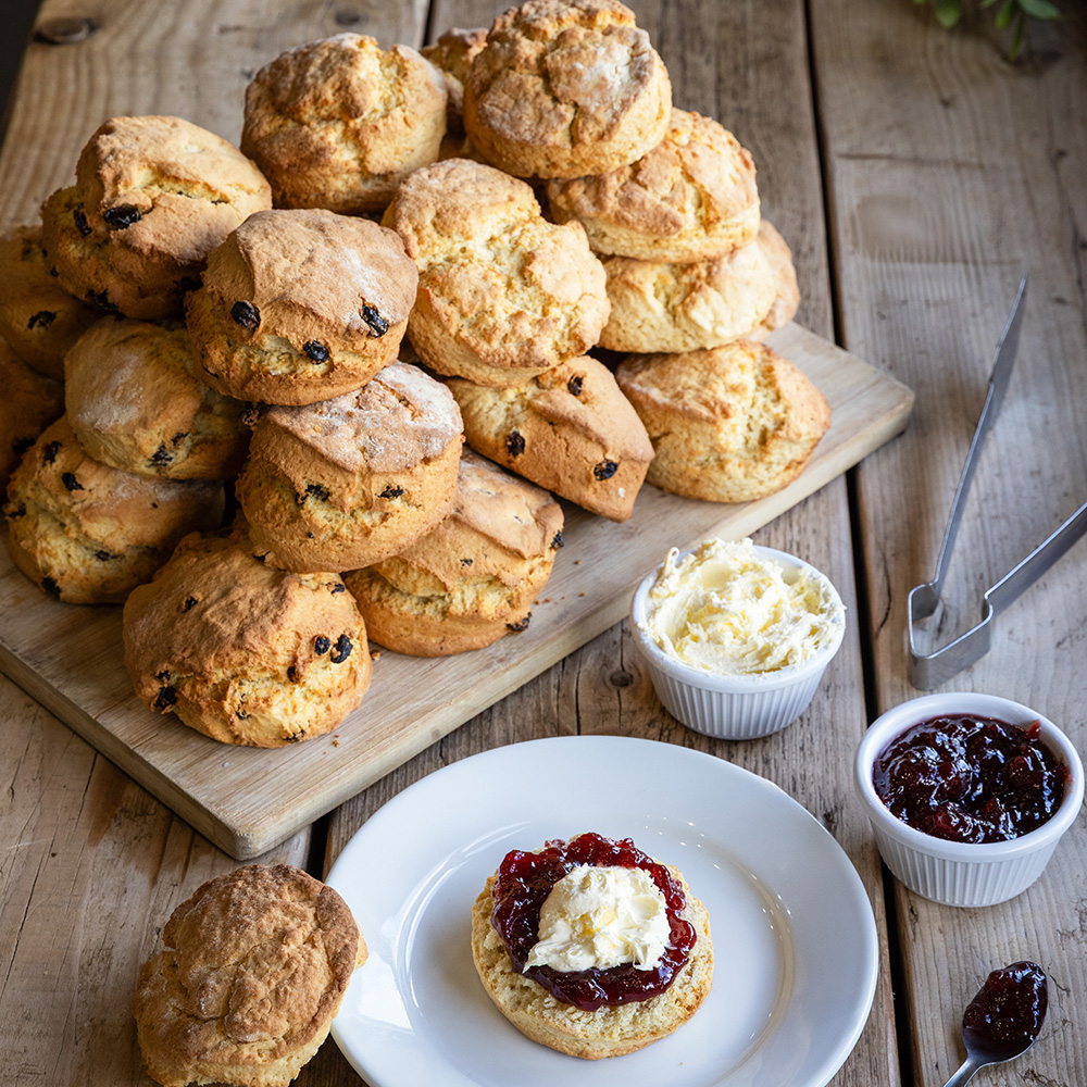 Huge pile of Scones showing our Cornish Cream Tea platter
